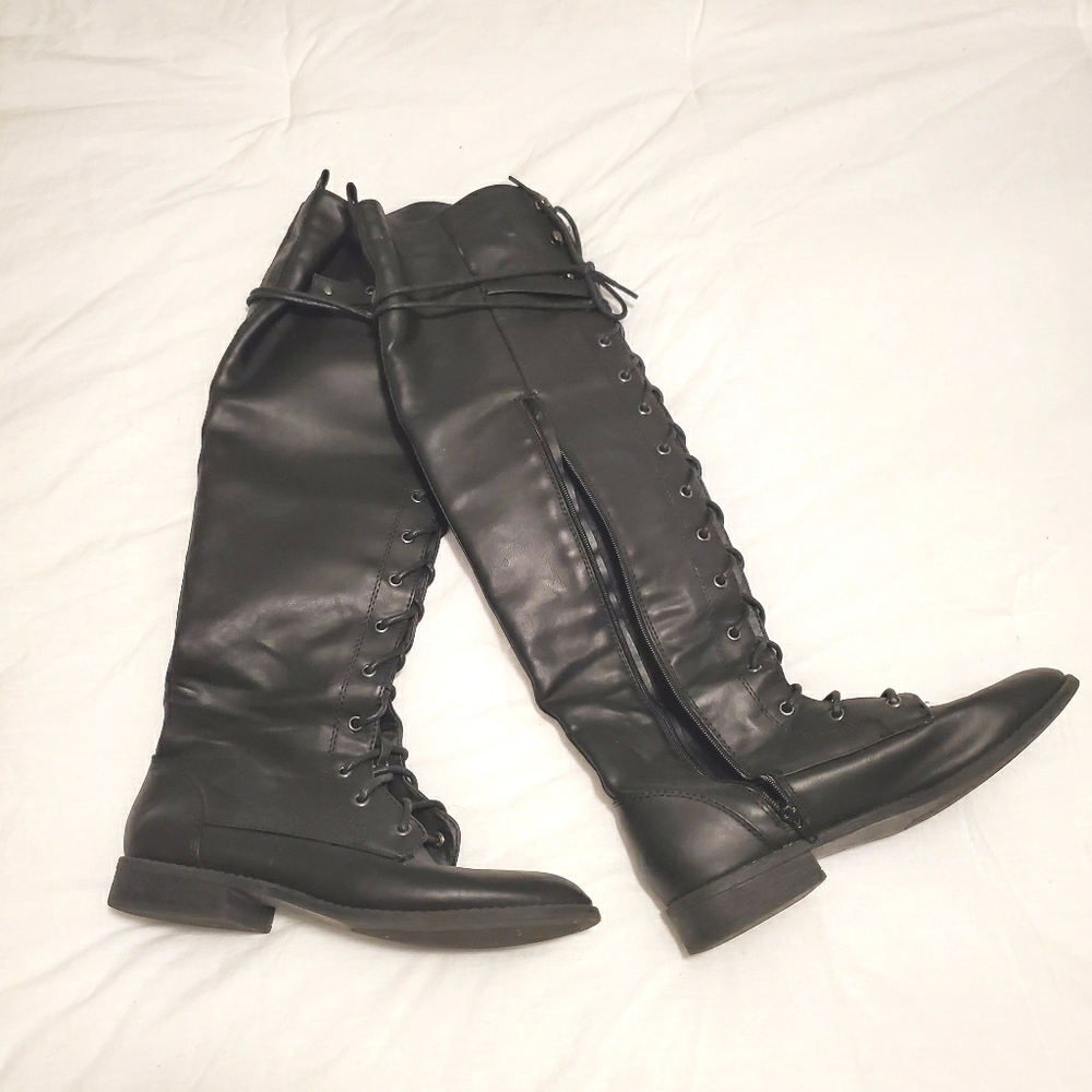 Over the Knee Lace Up Boots